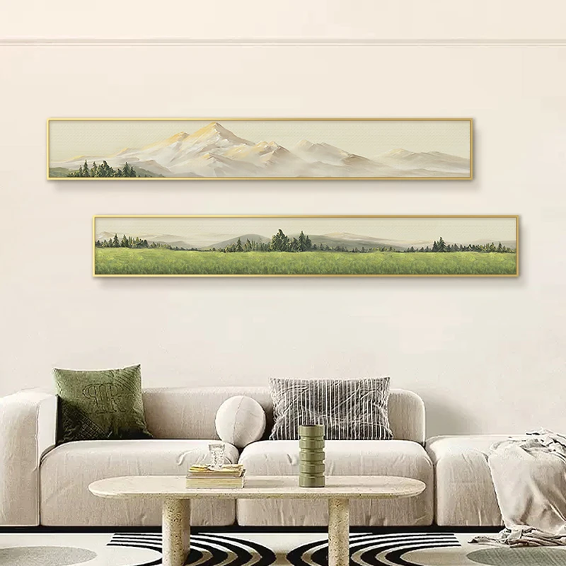 ins风客厅装饰画金山玄关沙发背景墙挂画山两联20150