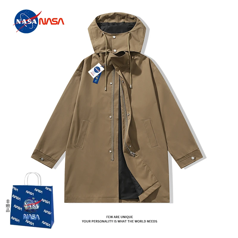 NASA联名新款风衣中长款男女宽松外套复古时尚设计感高端气质过膝