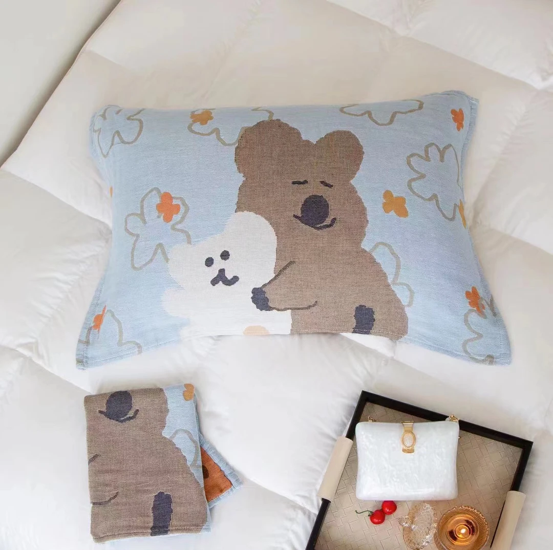 小米家：纯棉纱布枕巾一对