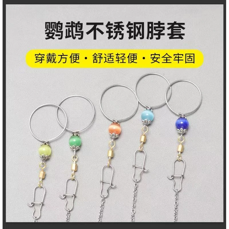 鹦鹉脖套项圈玄凤牡丹不锈钢链子虎皮栓鸟链遛鸟放飞训练牵引绳