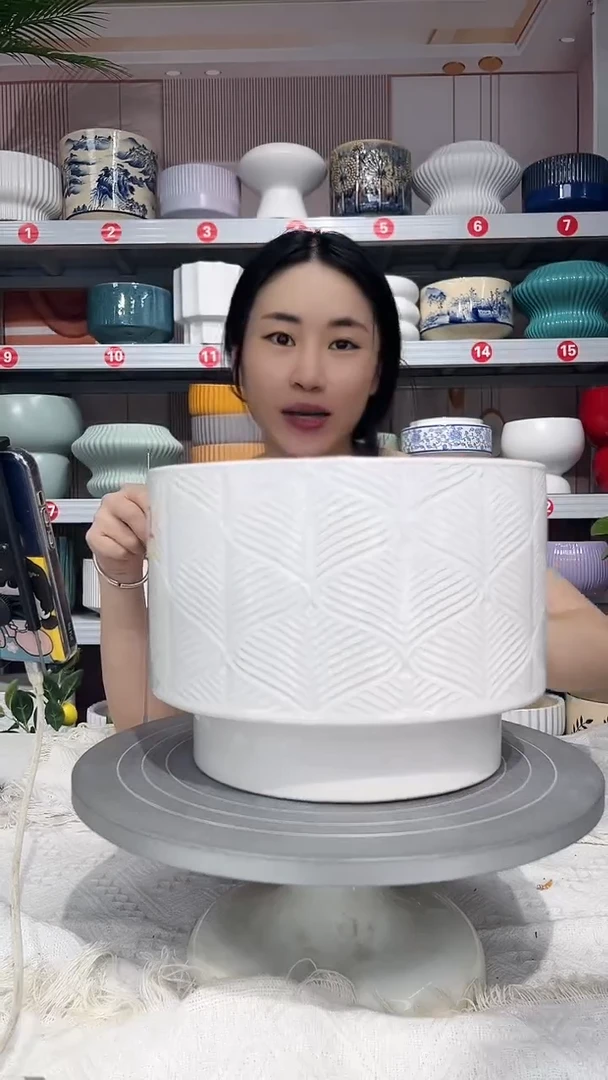 【闪购商品】陶瓷20CM以下高温陶瓷花盆-白水波纹小23*17
