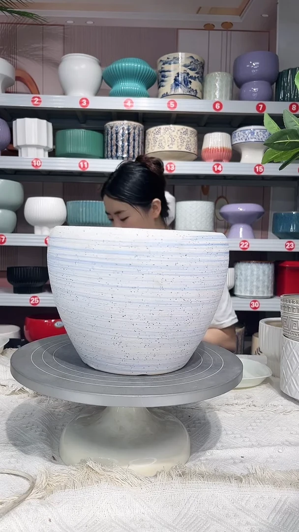 【闪购商品】陶瓷20CM以下高温陶瓷花盆-白水星中20*17