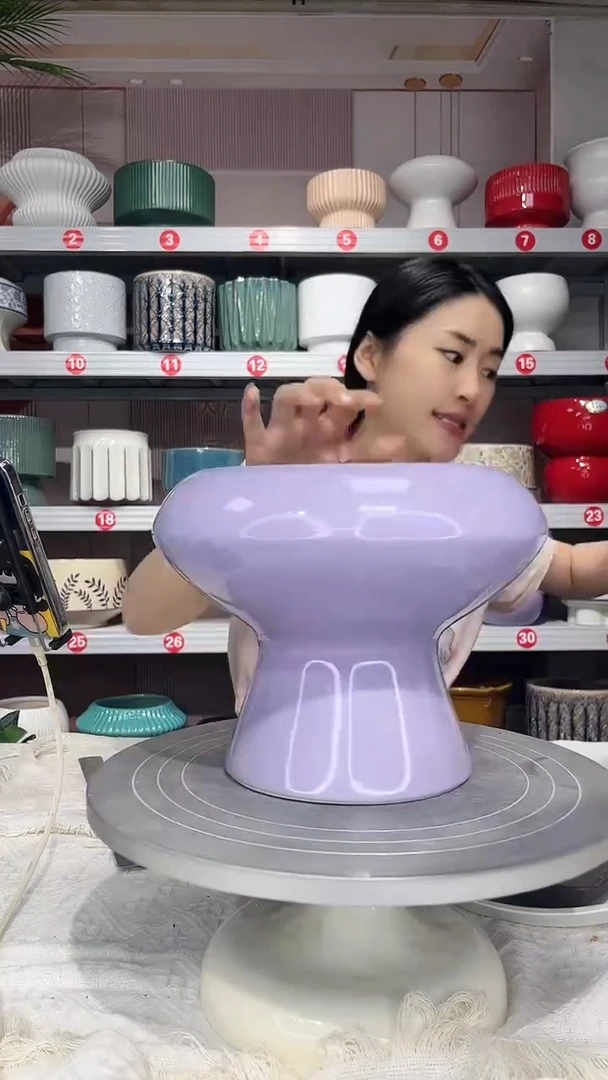 【闪购商品】陶瓷20CM以下高温陶瓷花盆-紫飞碟16*18*23