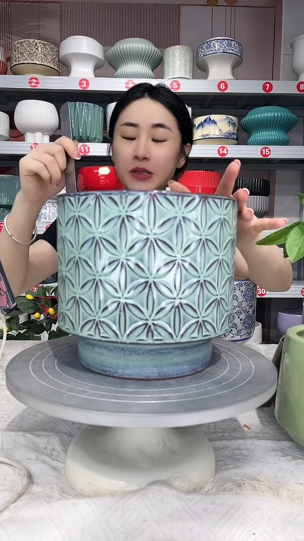 【闪购商品】陶瓷20CM以下高温陶瓷花盆-绿雪20*18