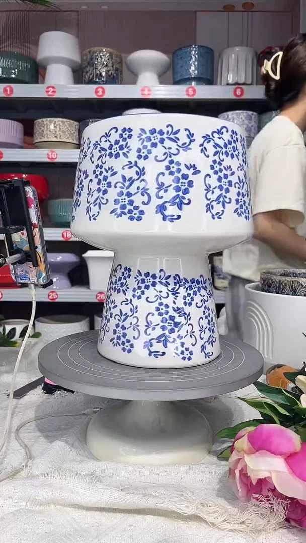 【闪购商品】陶瓷20CM以下高温陶瓷花盆-花3火大20*30