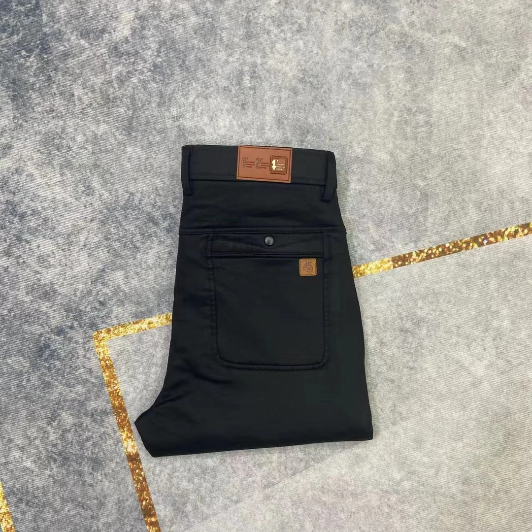 628款男士秋冬加厚休闲裤轻奢时尚百搭黑色修身弹力潮流保暖