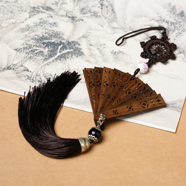 金丝楠木扇子挂件车挂包挂气质轻奢小众百搭国风优雅国潮高贵简