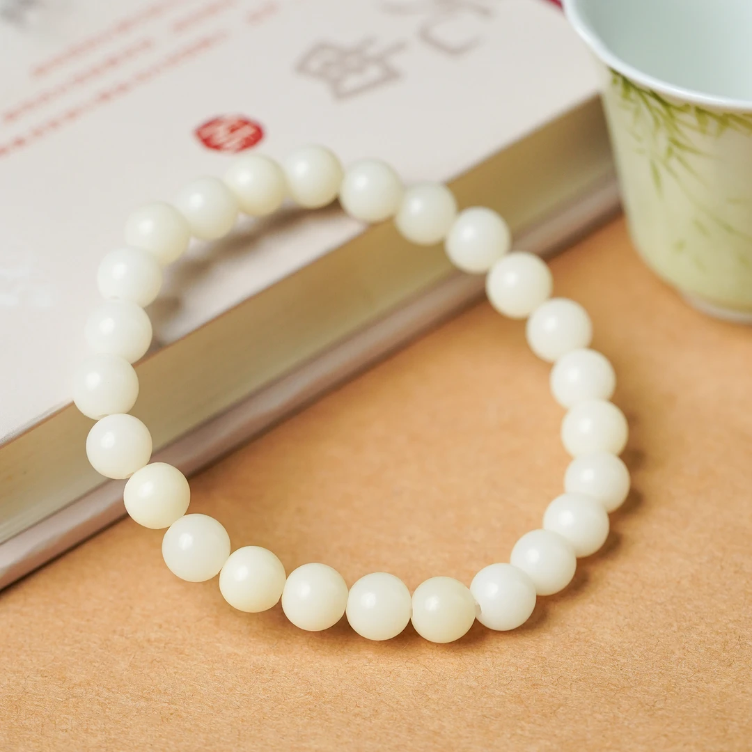白玉菩提素串8MM单圈手串