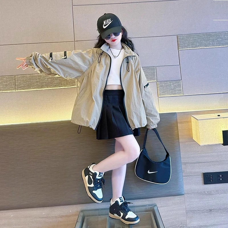 女童夏装防晒外套2025新款洋气时髦上衣女大童儿童夏季长袖防晒服