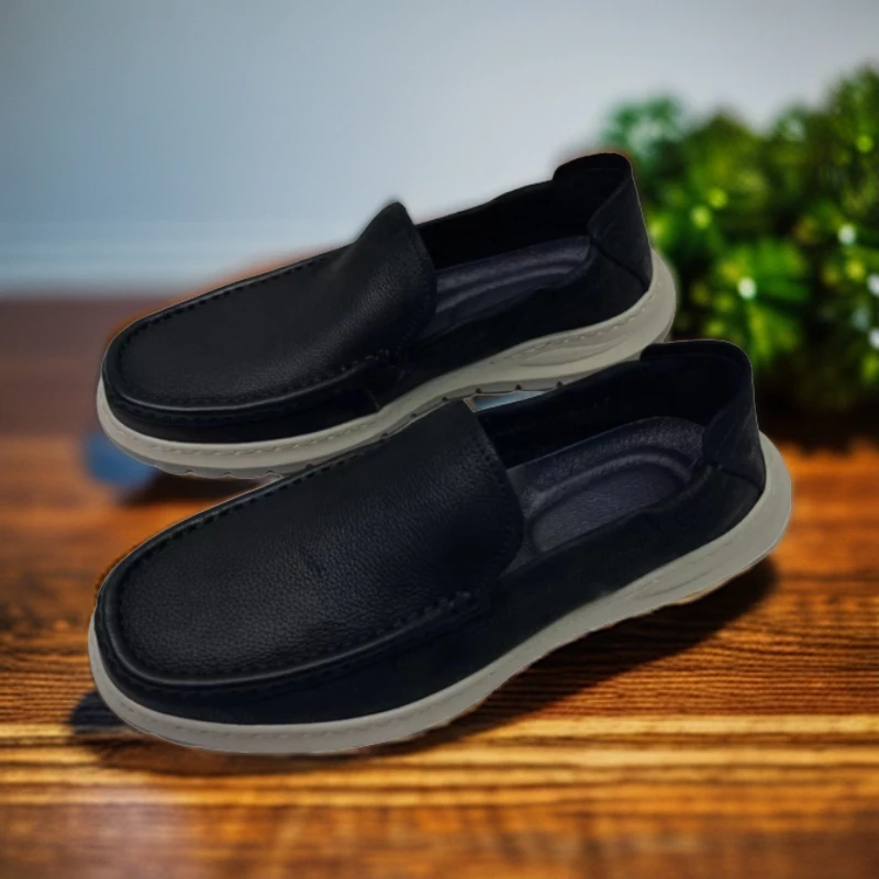 乐福鞋男春季新款软皮休闲鞋一脚蹬豆豆鞋轻便舒适百搭真皮鞋男士
