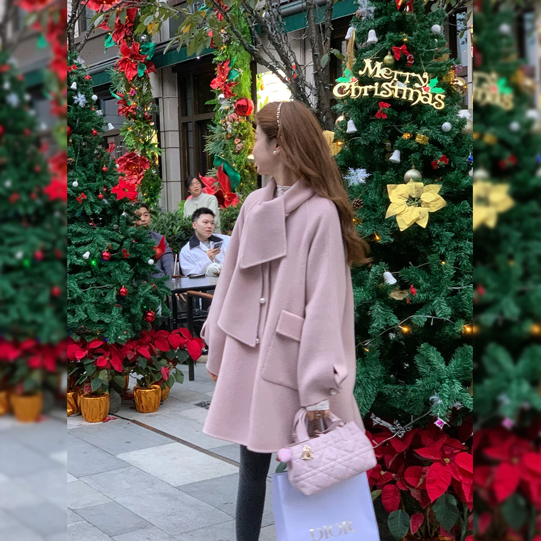 崔与熙/CUIXI【甜心姐姐单外套】2024气质双面呢大衣短款宽松女外套