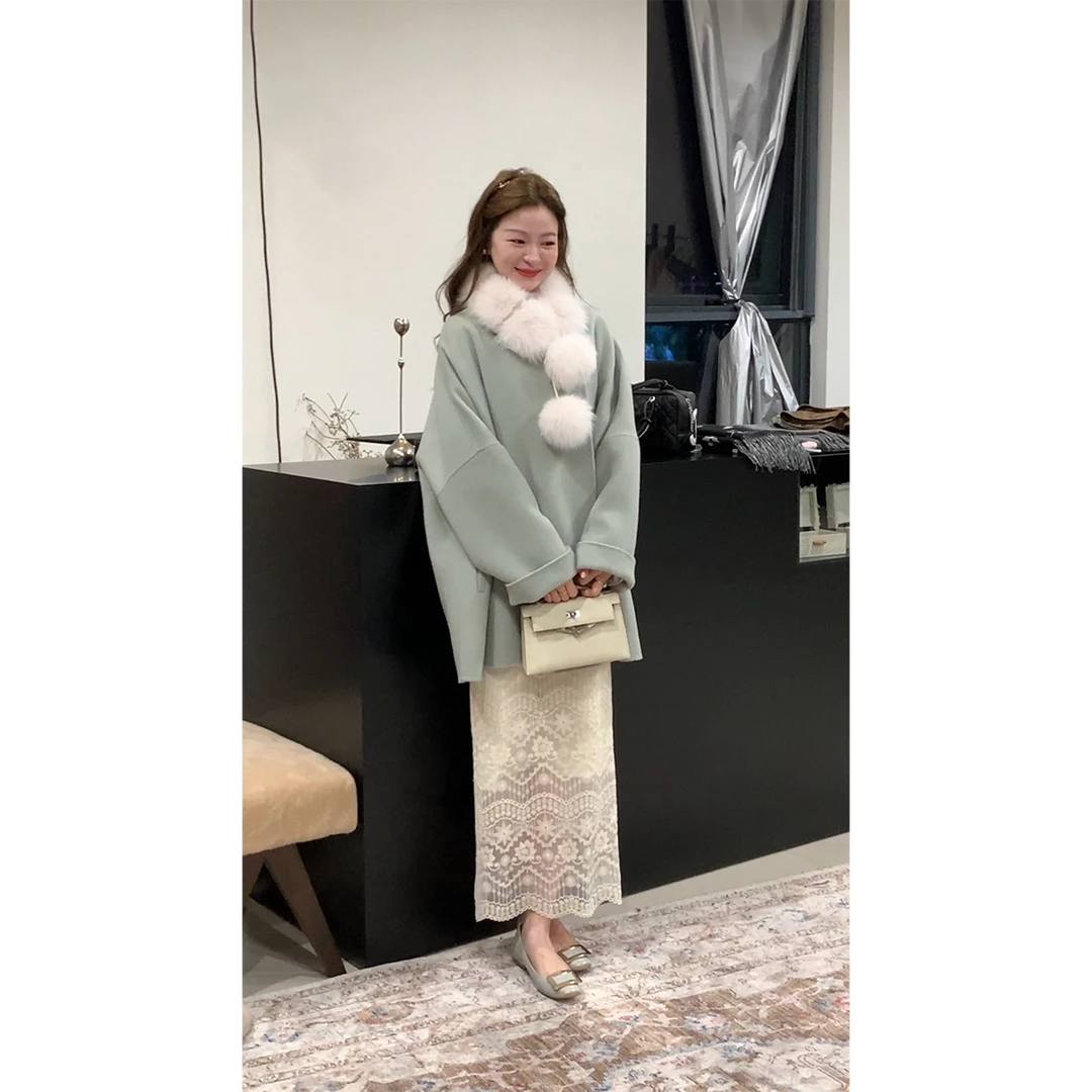 崔与熙/CUIX【加州日落】2024秋冬新品外套气质中长款韩版宽松