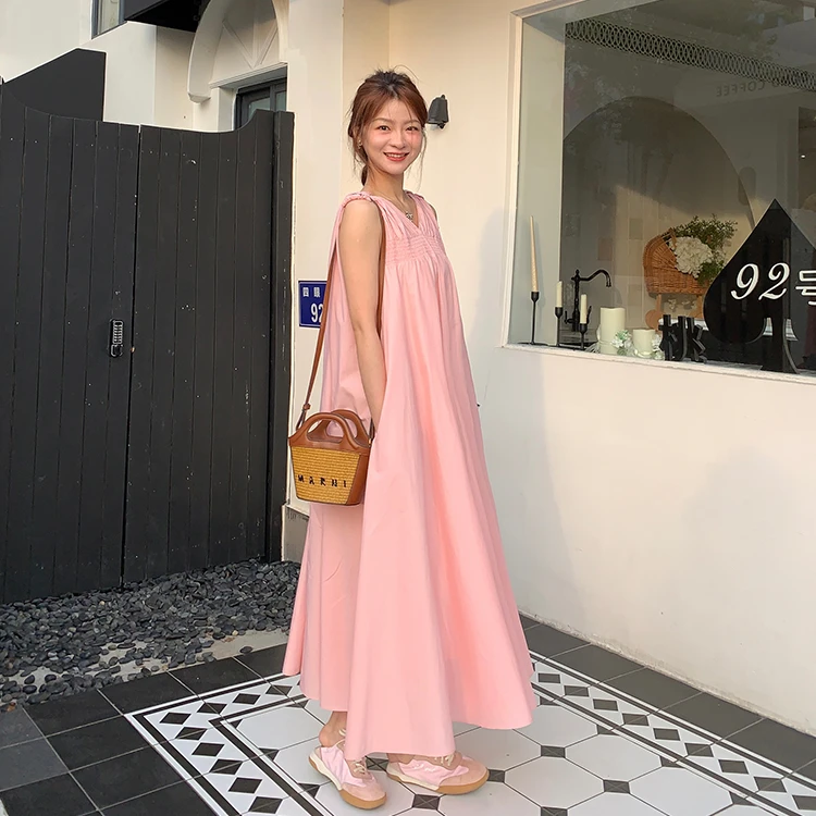 崔与熙/清货特价【氧气少女】减龄度假风无袖两穿小众设计感连衣裙