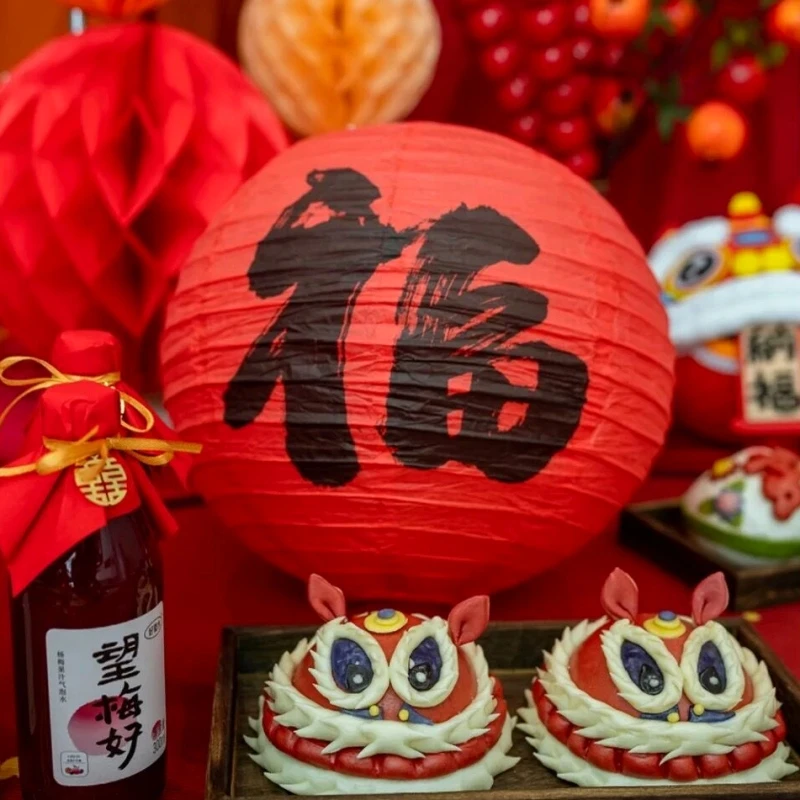 福字灯笼挂饰中秋古风纸红灯笼周岁礼乔迁节日摆件背景布置花灯用