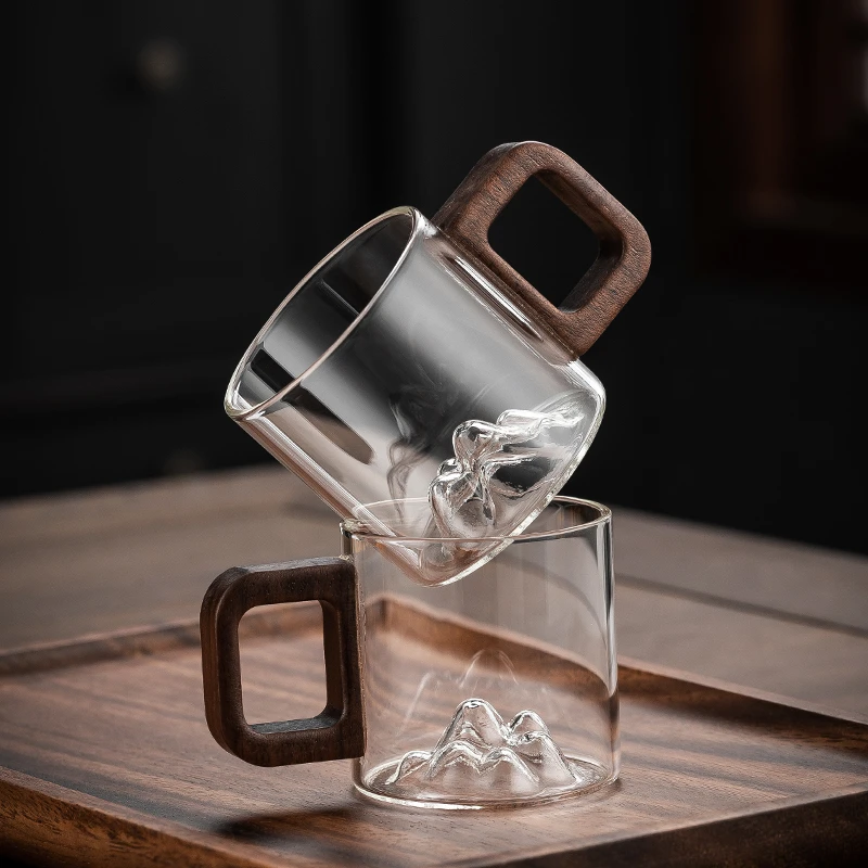 玻璃茶杯带把手品茗杯透明耐热小杯子家用功夫喝茶具办公室