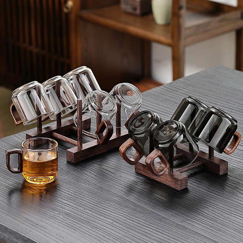 加厚玻璃品茗杯带把手茶杯功夫茶具主人杯单杯茶盏小杯子家用待客