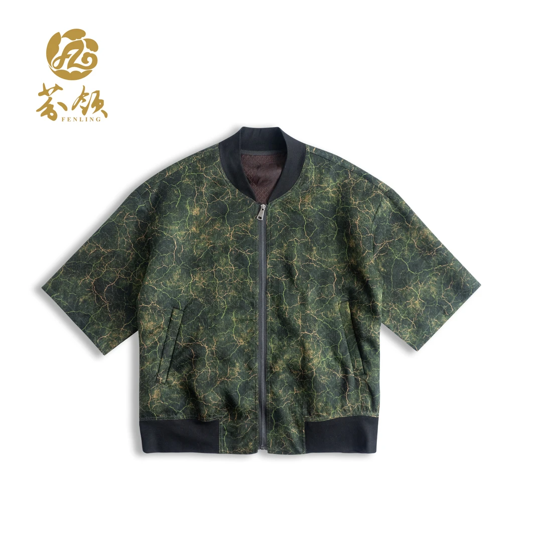 芬领-碧霞-2024新中式桑蚕丝香云纱四经绞罗拉链短款外套SY1546