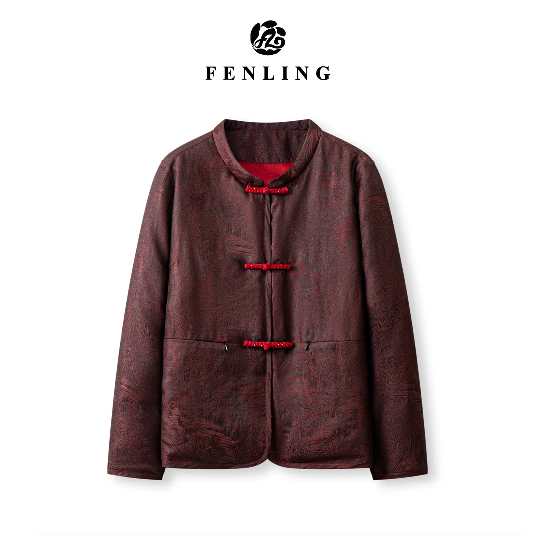 芬领-诗年-非遗桑蚕丝香云纱盘扣白鹅绒保暖长袖外套WT166-WT169