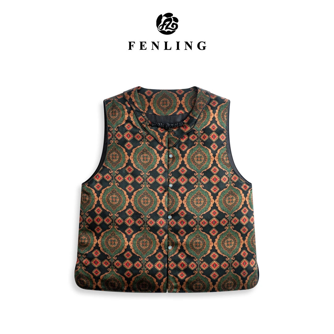 芬领-若鸿-非遗桑蚕丝农工缎香云纱40姆米白鹅绒马甲BX1348