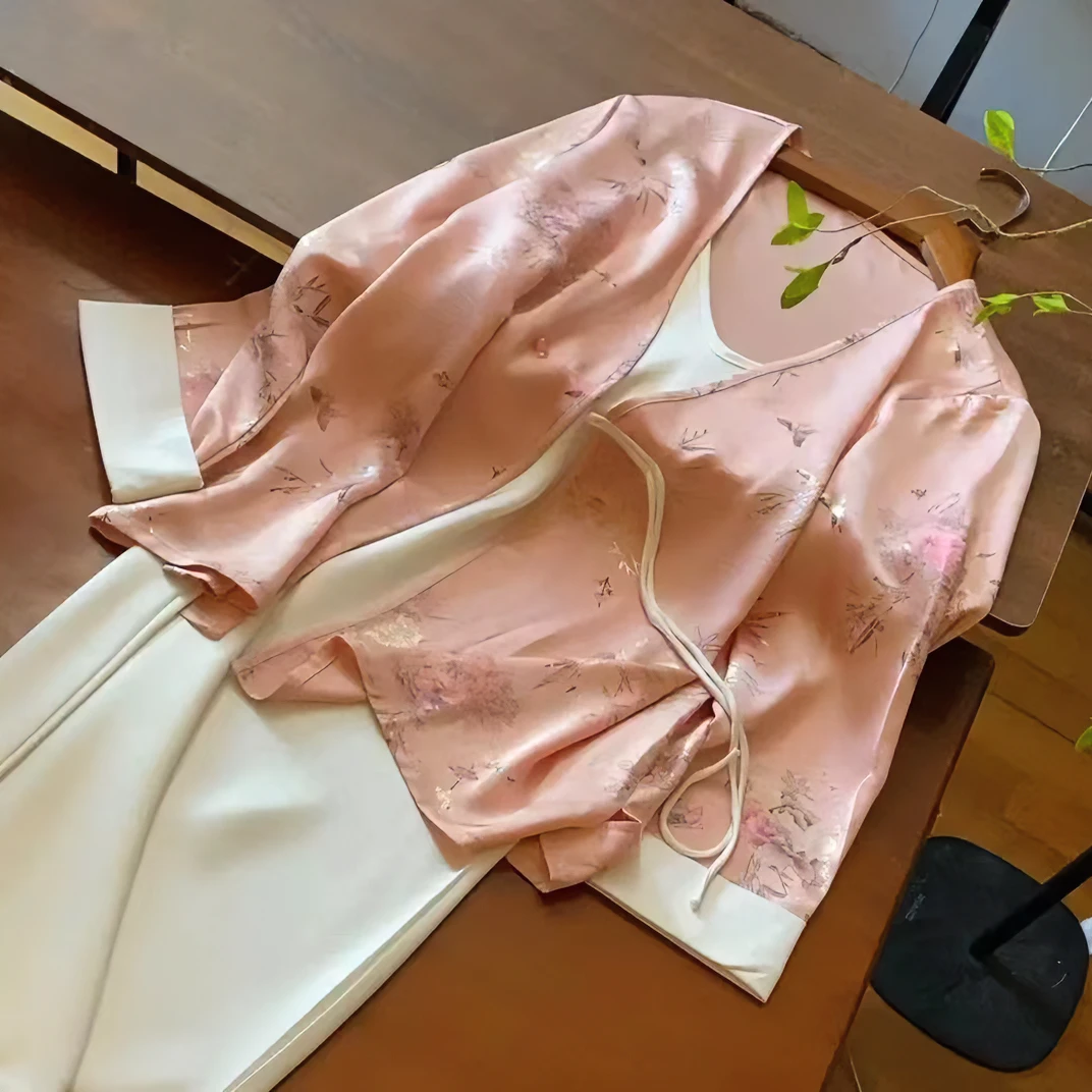 国风烫金提花盘扣女春高端改良汉服唐装上衣