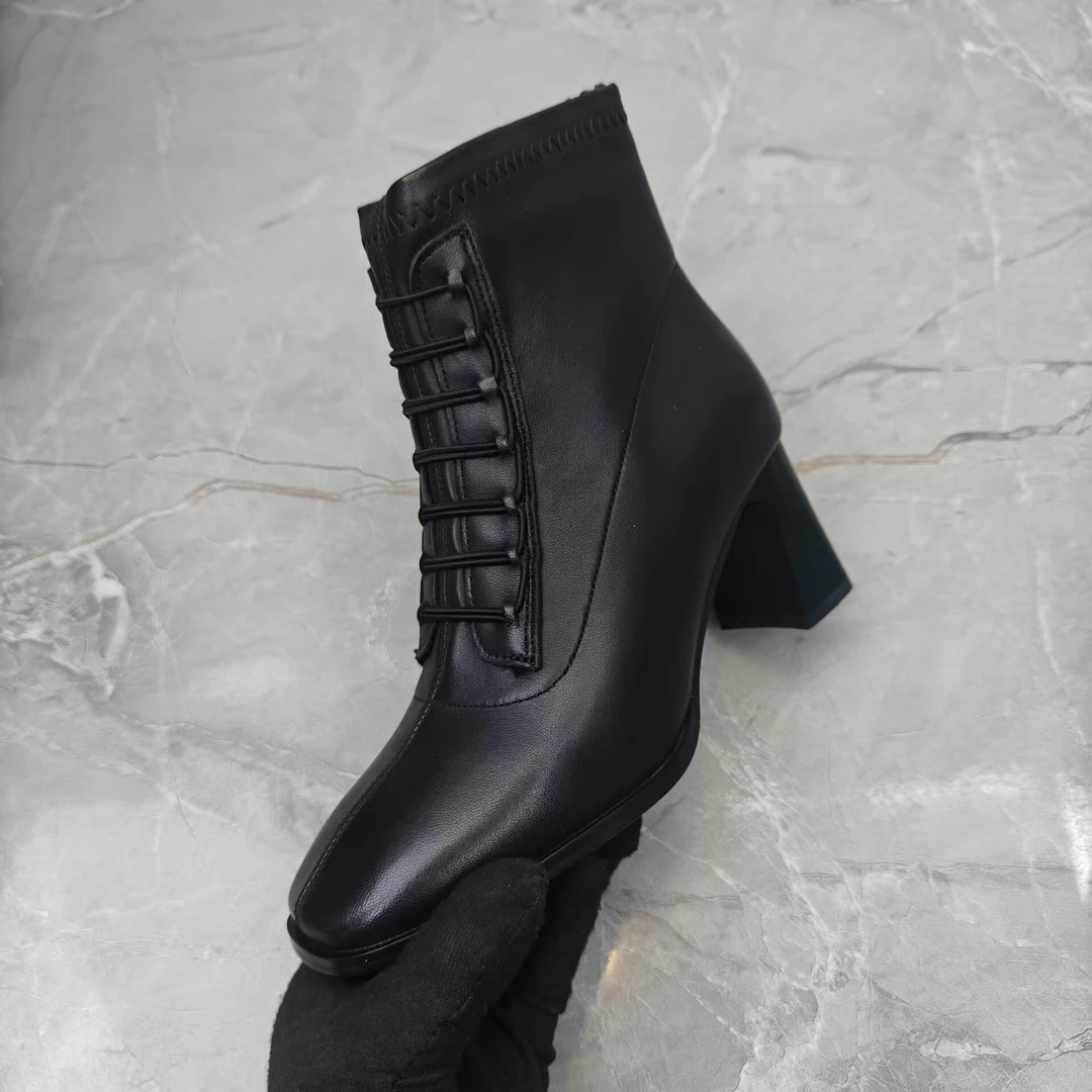 f（孤品）38码粗跟女靴(羊皮)75851