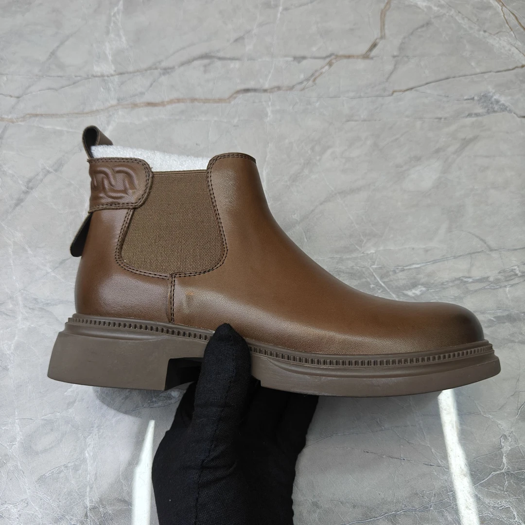 （孤品）37码牛皮粗跟女靴8836-2-4991新店铺