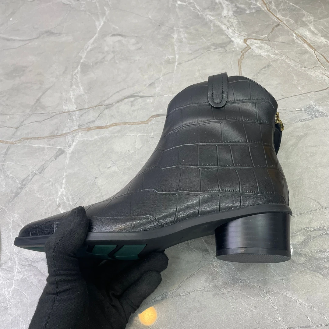 e(孤品）35码 羊皮粗跟女靴(羊皮)34258-7077