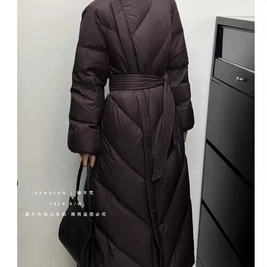 2024冬季斜门襟中长款加厚保暖外套女