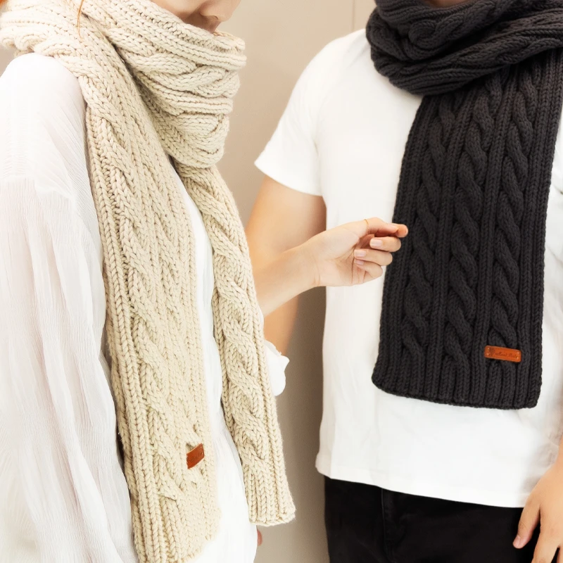 手工新手编织中粗毛线围巾送男女朋友diy礼物针织柔软加厚保暖