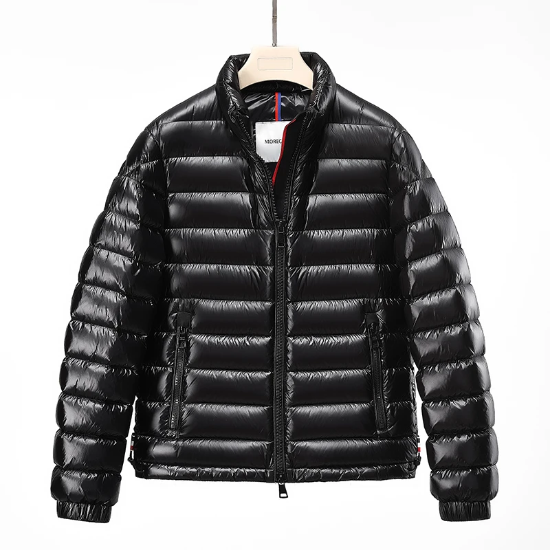 蒙口金领2025白鸭绒系列排骨款细条纹窄条轻薄羽绒服立领