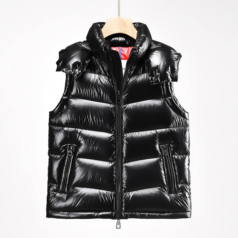 蒙口金领新款秋冬季羽绒马甲加厚连帽男女羽绒服保暖外套90白鹅绒