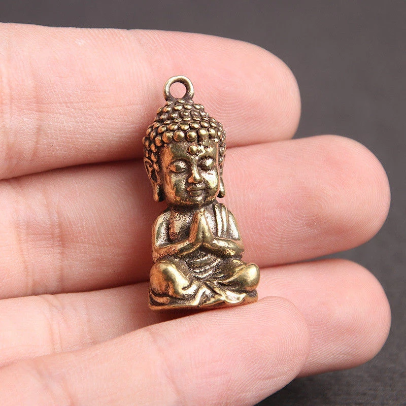纯铜实心如来打座小佛像铜如来钥匙扣如来释迦摩尼挂件礼品家居