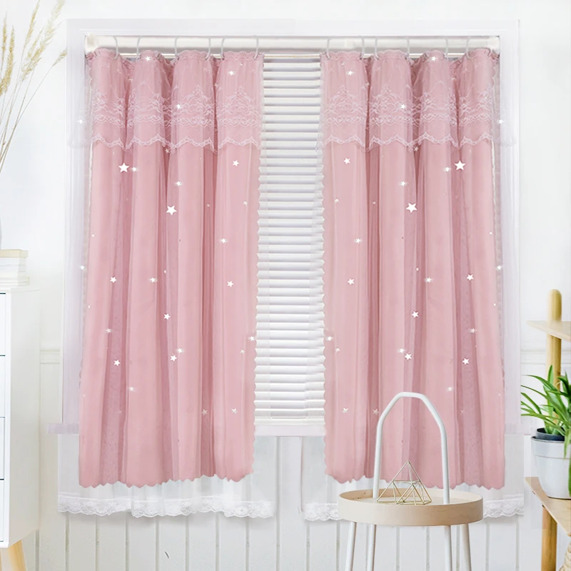 c免打孔窗帘布挂钩式 少女全遮光2022年新款遮阳卧室成品客厅短款