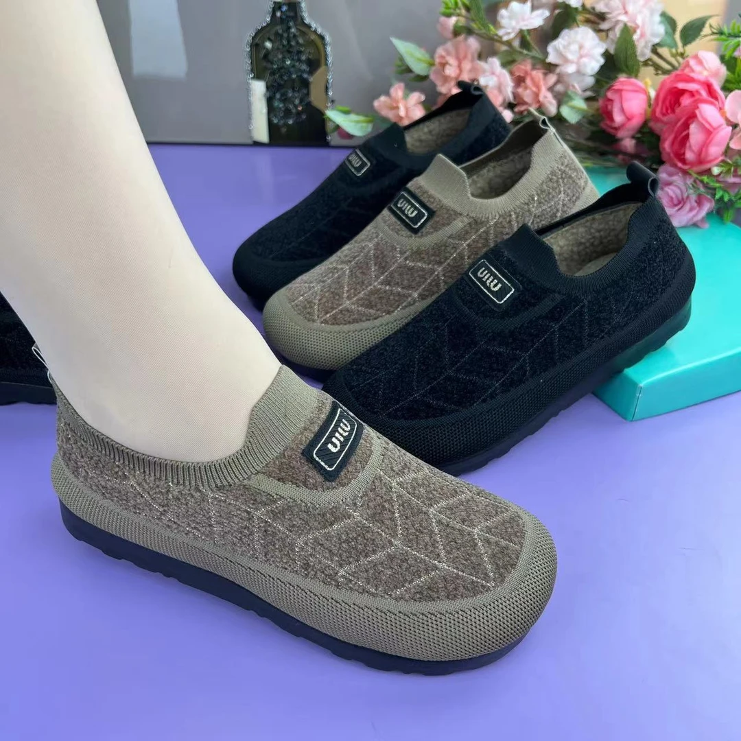 【专柜品质】加绒飞织网面老北京布鞋女棉鞋厚底保暖中老年人妈妈鞋