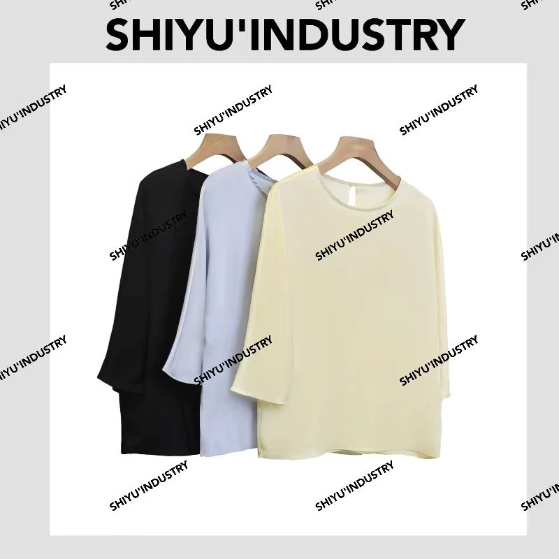 XJSZS40506夏季时尚简约醋酸圆领短袖T恤