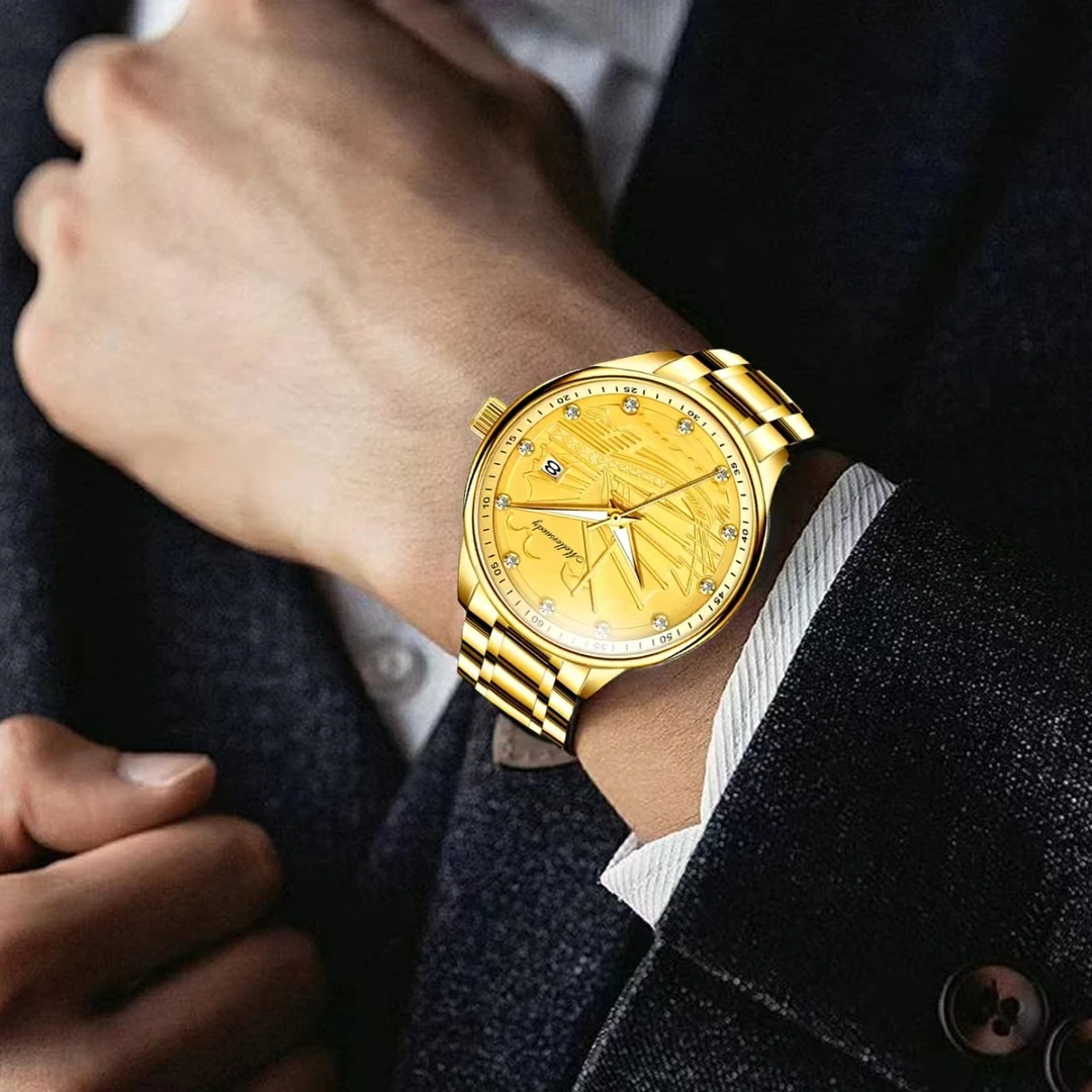 一帆风顺真钻真金m6620钢带男表经典男款腕表