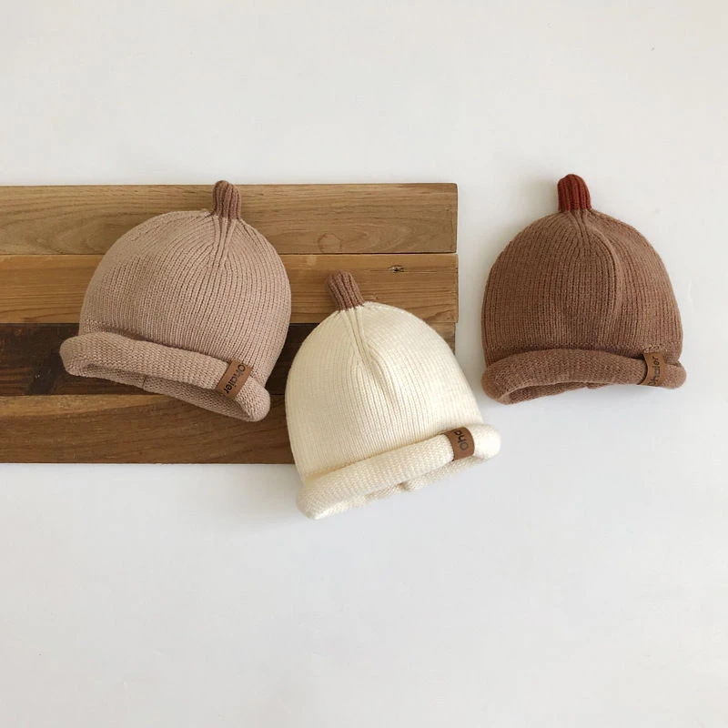 儿童毛线帽子秋冬男女宝甜美可爱啾啾帽婴幼儿冬季防风保暖套头帽