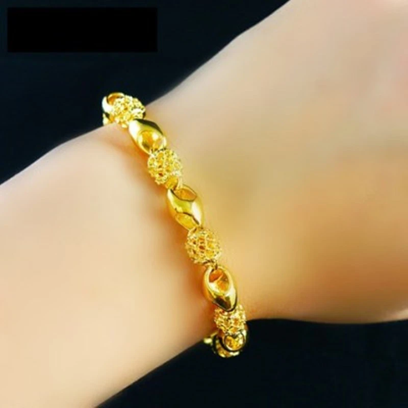 合金手链 时尚百搭18k黄金色玲珑手链女款简约气质经典手串首饰品