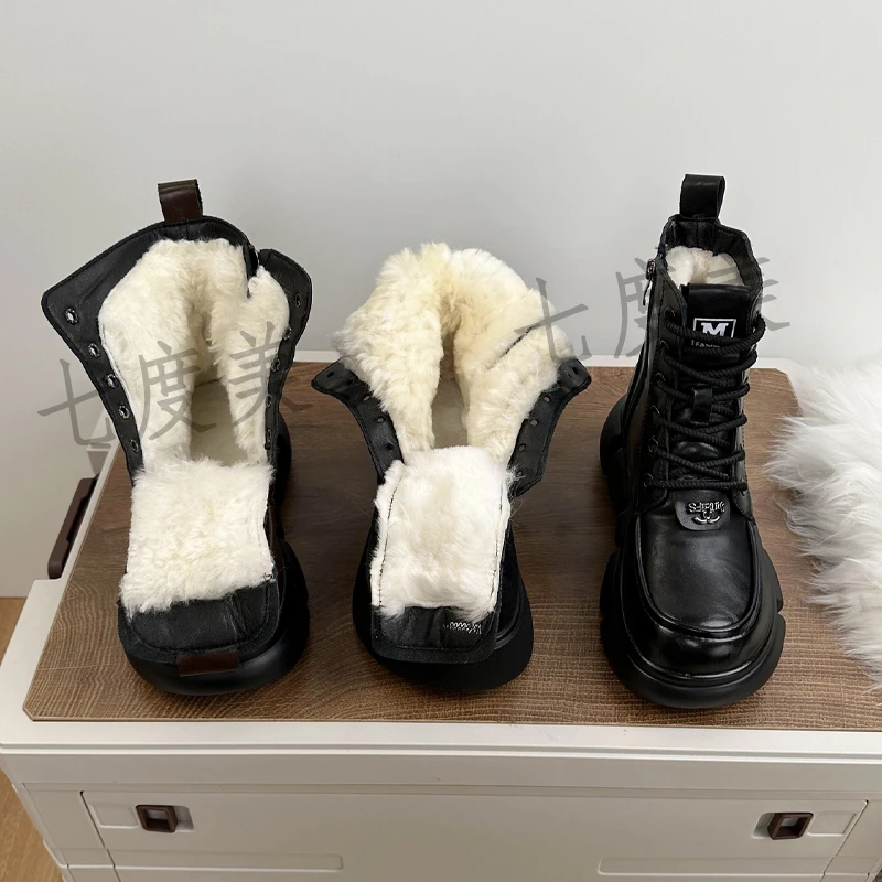 百搭雪地靴女冬季2025新款皮毛一体加绒加厚棉鞋马丁靴厚底短靴