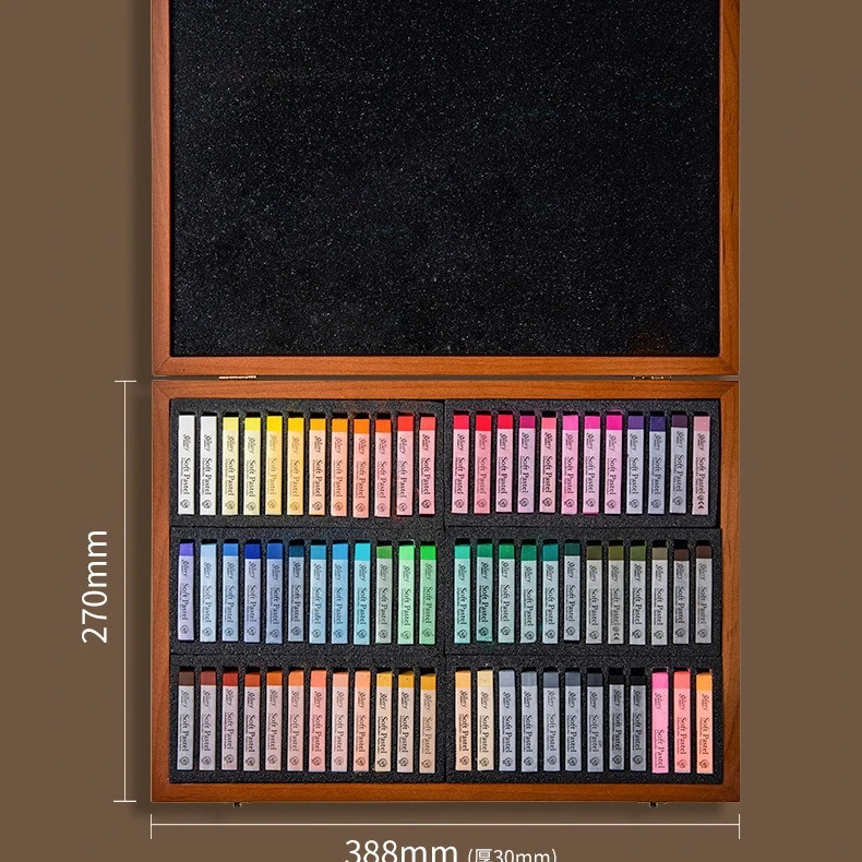 盟友色粉笔72色木盒大师级彩色粉笔颜料工具软性色粉彩笔礼盒套装