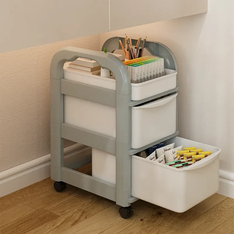 书包置物架推拉式置物架办公室桌下移动小推车书架桌面收纳盒