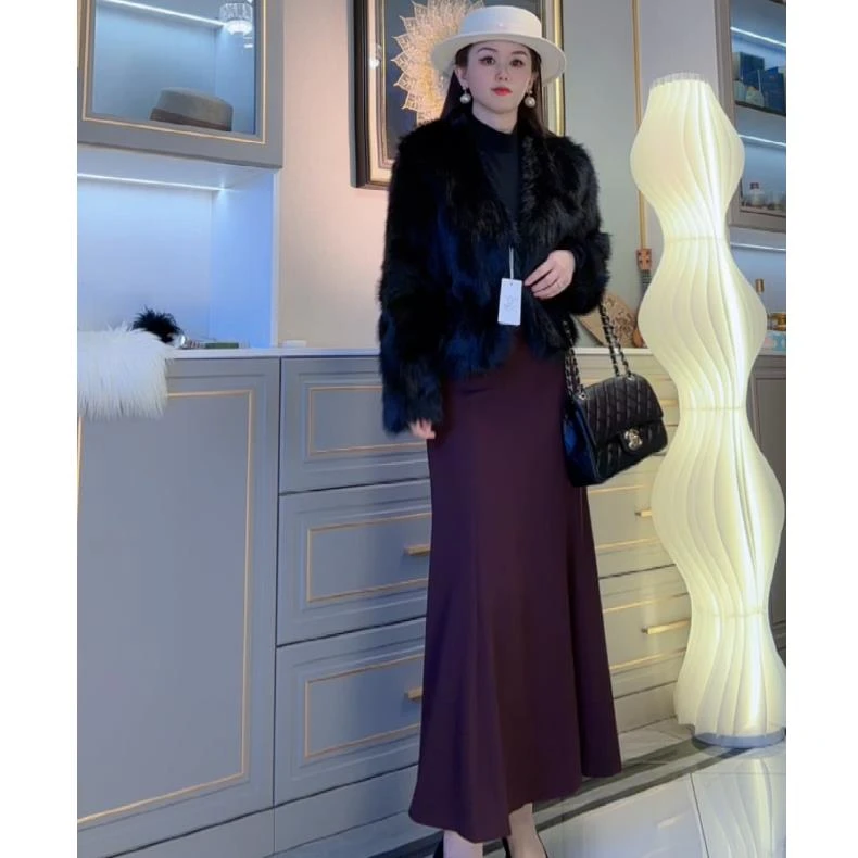 西装面料法式气质显瘦名媛设计感小众时尚轻熟风高腰鱼尾半身裙