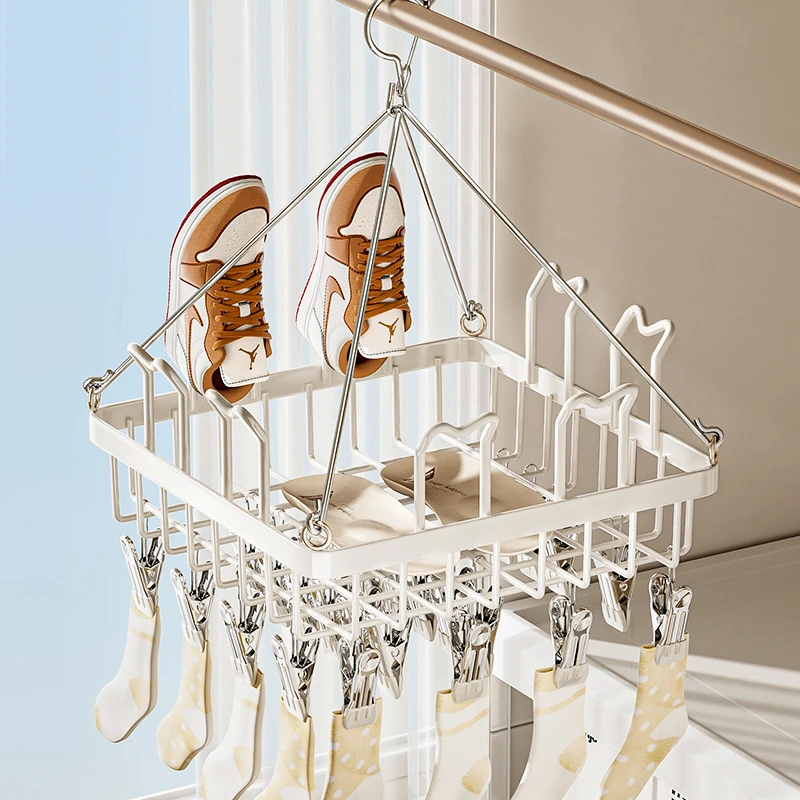 袜子晾晒架家用阳台收纳神器多功能内衣内裤防风夹子多夹子晾衣架