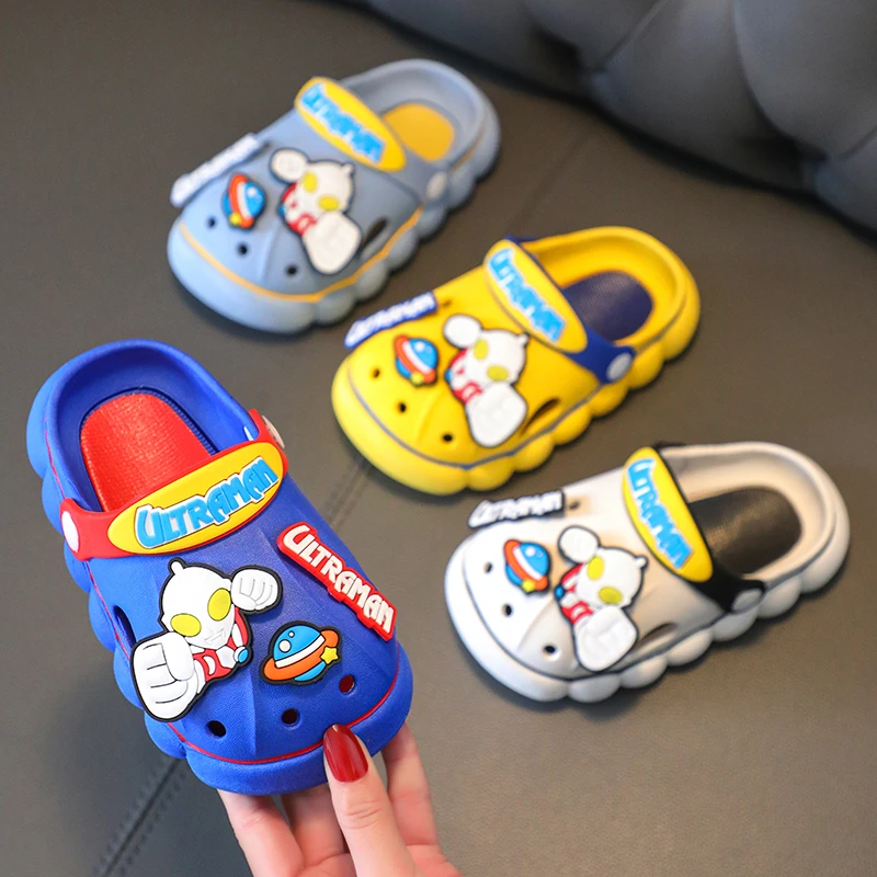 新款奥特曼儿童卡通软底洞洞鞋小宝宝拖鞋婴幼儿男童室内凉拖鞋