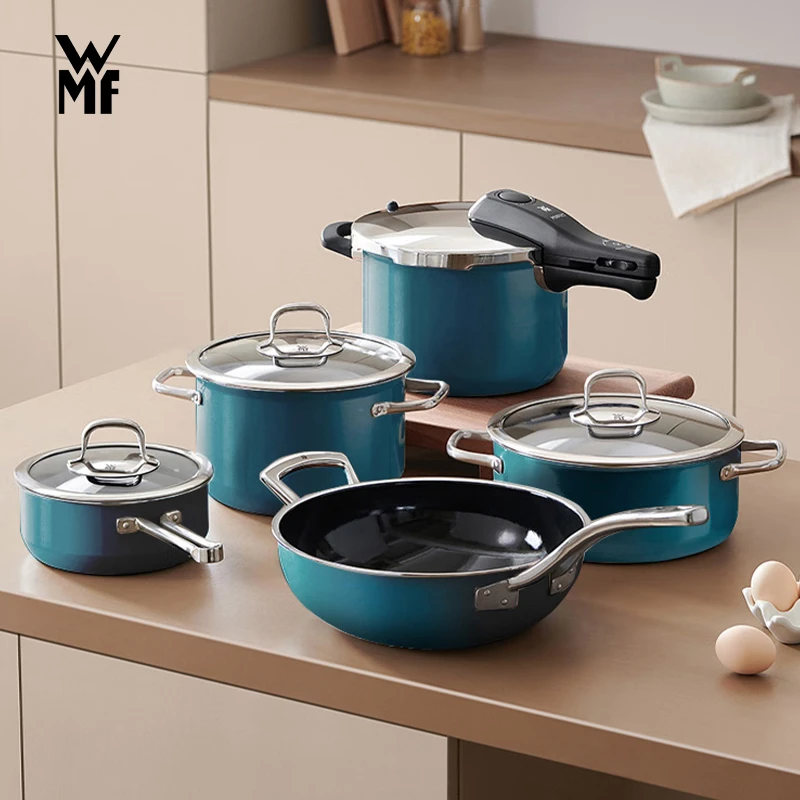 WMF福腾宝德国原装进口奈彩米保温耐用灶具通用摩登蓝色套组