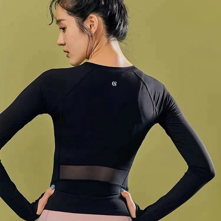运动上衣女紧身薄款长袖瑜伽服健身速干套装T恤跑步健身训练服