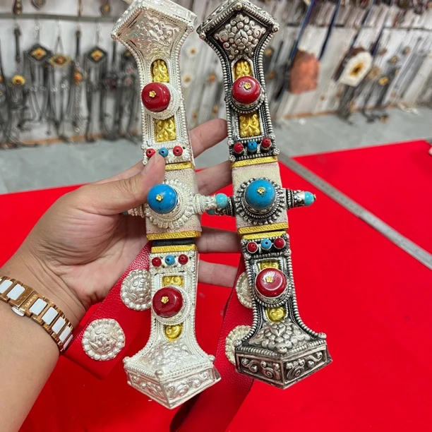 2025新款藏族民族男女腰间配饰挂件白铜镀银结婚庆典表演佩戴