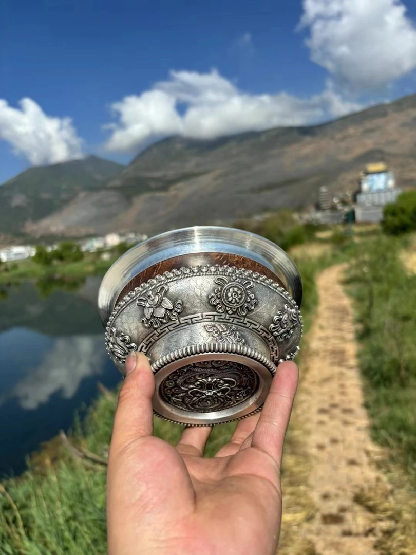 2024新款木碗酥油茶碗藏式传统文化传承藏式纯手工纯银木碗