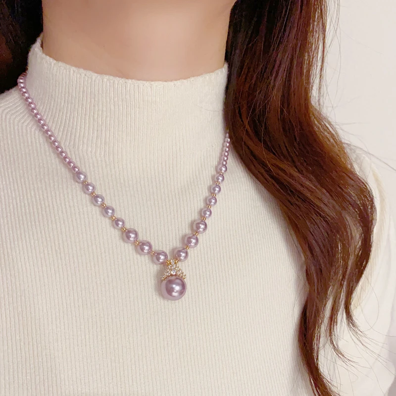 铜合金吊坠 206【皇冠珍珠项链】设计感高级轻奢气质毛衣链女百搭