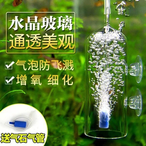 鱼缸溶氧罩静音气石防飞溅溶氧器防水沫玻璃透明增氧细化纳米气石